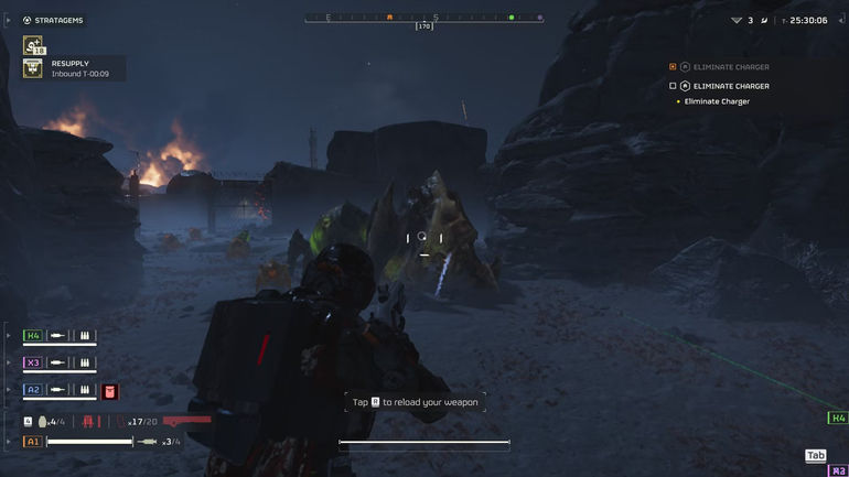 Using a railgun against a Charger in Helldivers 2