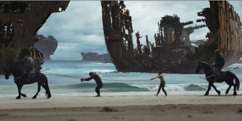 Noa and Freya Allan's character as prisoners in Kingdom of the Planet of the Apes