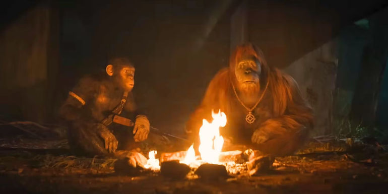 Noa and an unnamed orangutan from Kingdom of the Planet of the Apes