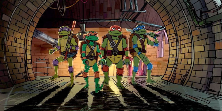 the TMNT walking through a sewer in Tales of the Teenage Mutant Ninja Turtles