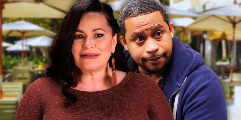 90 Day Fiance's Molly Hopkins looking unsure and Kelly Brown staring ahead