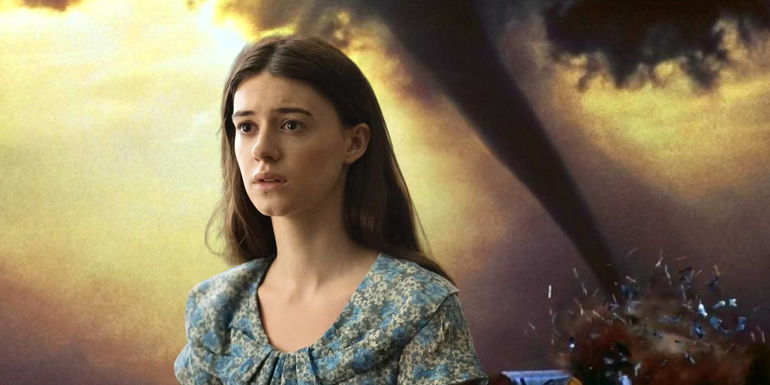 Daisy Edgar Jones Superimposed on the Twister Poster