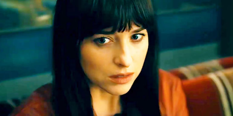 Dakota Johnson's Cassandra Webb on a train in Madame Web