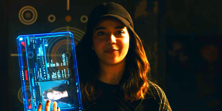 Kamala Khan showing Kate Bishop her file in The Marvels