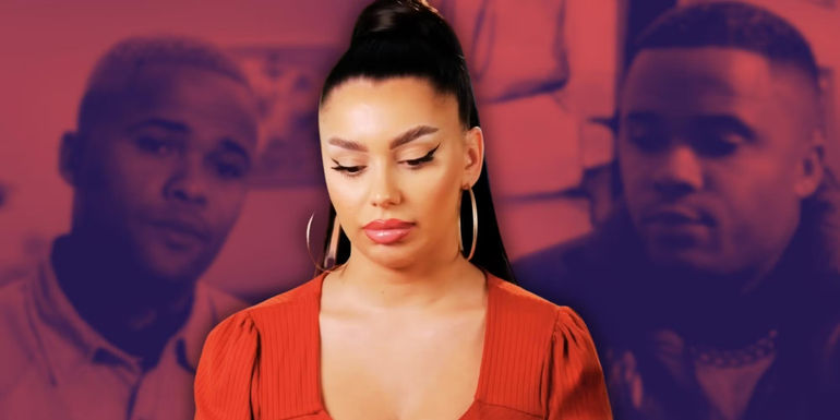 Montage of 90 Day Fiancé's Miona Bell and Jibri Bell looking somber