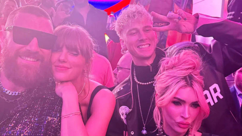 A Glamorous Night in Vegas: Taylor Swift and Travis Kelce's Epic Super Bowl Celebration with Celeb Friends