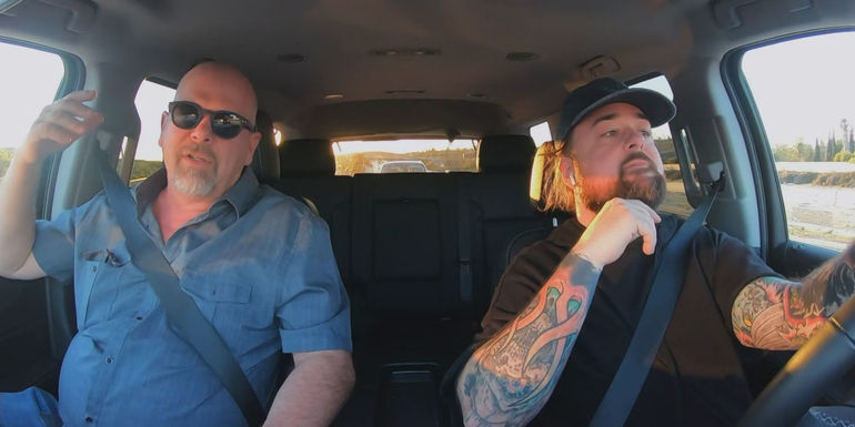 Pawn stars cast members in car driving