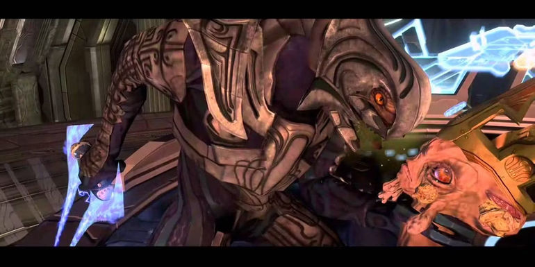 Arbiter prepares to kill Truth in Halo 3.