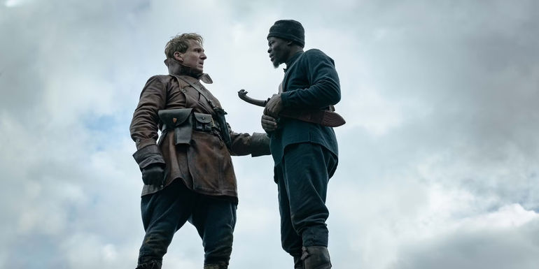 Orlando and Shola talk in The King's Man