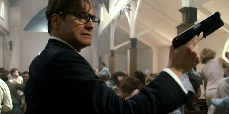 Colin Firth as Harry in Kingsman: The Secret Service