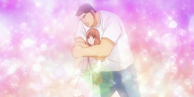 My Love Story - Takeo & Yamato hug surrounded by bubbles and colorful background 