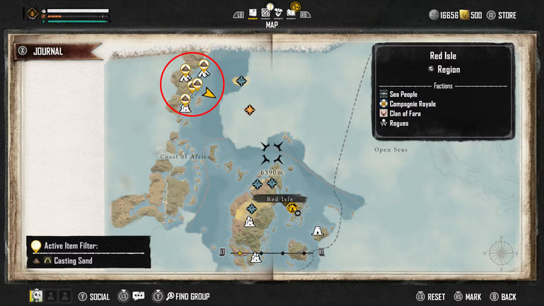 skull and bones casting sand location