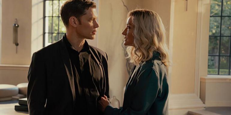 Dr. Halsey (Natascha McElhone) confronts Ackerson (Joseph Morgan) in Halo season 2
