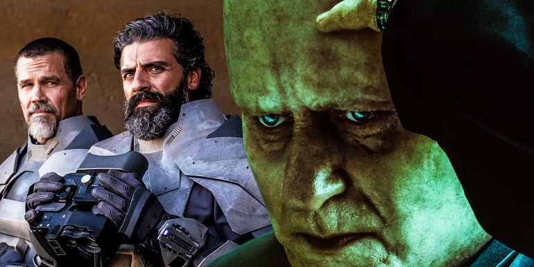 Duke leto, Gurney, and Baron Harkonnen from Dune (2021).