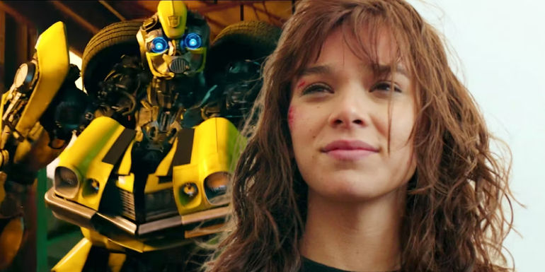 Custom image of Bumblebee in Transformers: Rise of the Beasts and Hailee Steinfeld in Bumblebee.