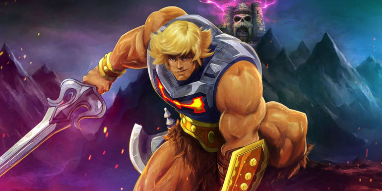 He-Man wears battle armor with Castle Grayskull backdrop in key art for Masters of the Universe - Revolution