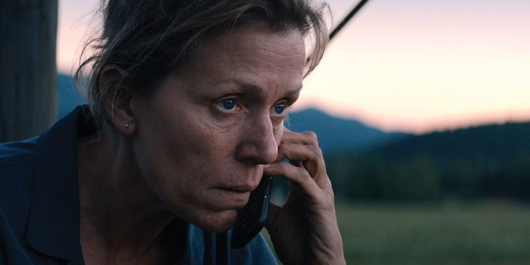 Mildred on the phone in Three Billboards Outside Ebbing, Missouri