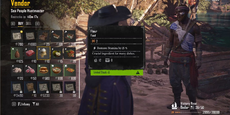 Skull and Bones Purchase Flour From Vendor