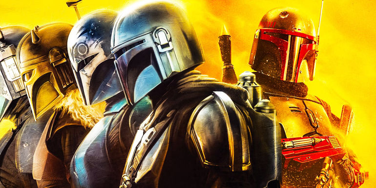 Mando, Bo-Katan, The Armorer, Paz Vizsla, and Boba Fett.