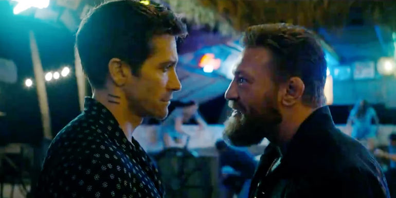 Jake Gyllenhaal as Dalton facing Conor McGregor in Road House