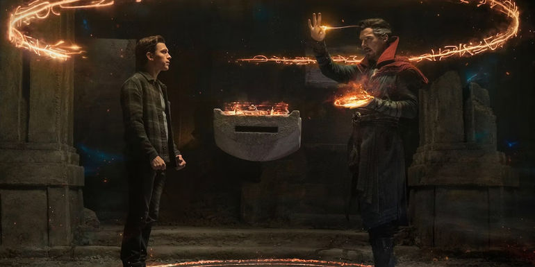 Doctor Strange and Peter Parker Using the Runes of Kof-Kol