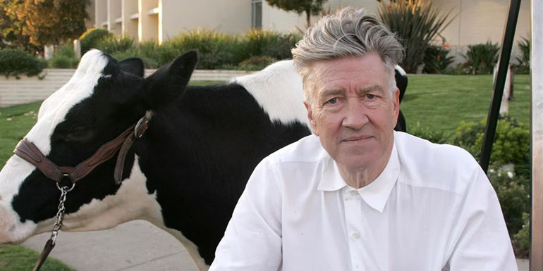 David Lynch with a Cow