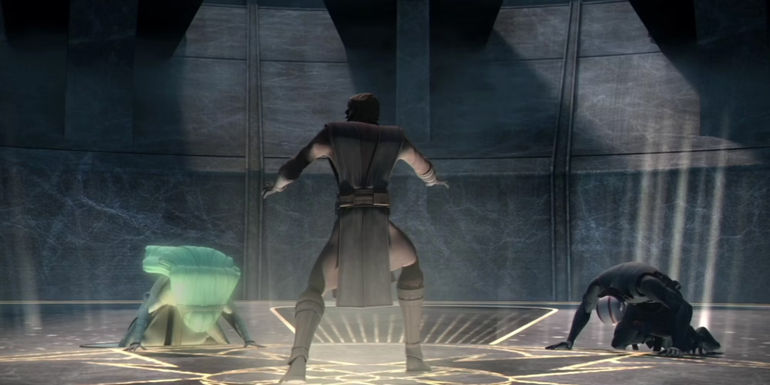 Anakin bringing balance to the Force on Mortis