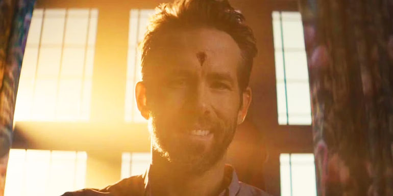 Deadpool shooting Ryan Reynolds in Deadpool 2