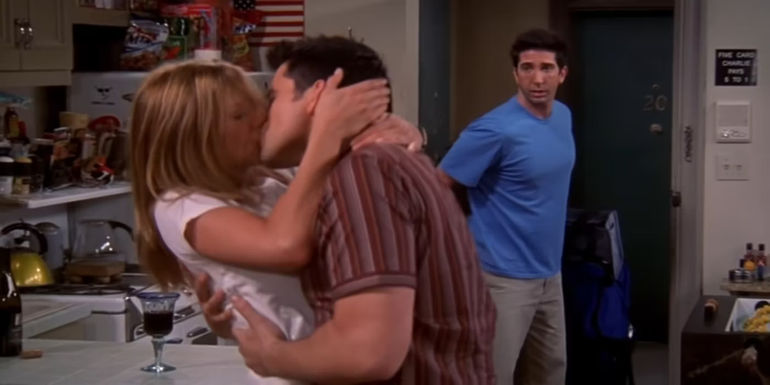Friends Ross walks in on Joey and Rachel
