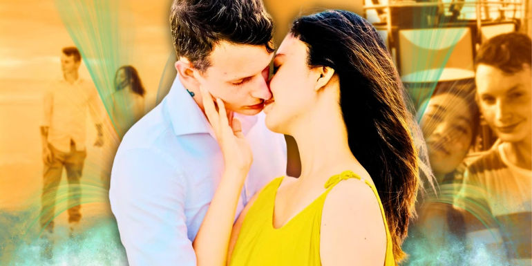 90 Day Fiance's Sam & Citra kissing. Citra wears a yellow dress, Sam wears a white shirt