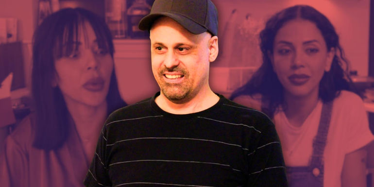90 Day Fiance's Gino Palazzolo, with montage of Jasmine Pineda on either side of him