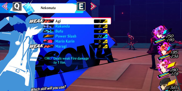 Image of the main character using Agi against the Elegant Mother in Persona 3 Reload