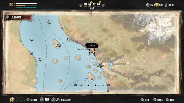 The icon for Cobalt on the game map in Skull and Bones