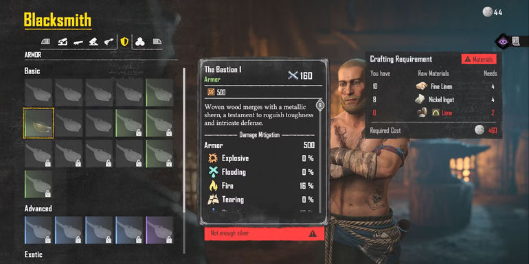 skull and bones lime armor crafting bastion I