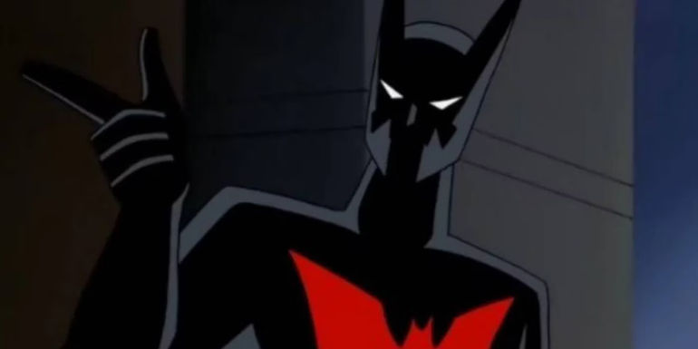 Terry McGinnis pointing in his suit in Batman Beyond