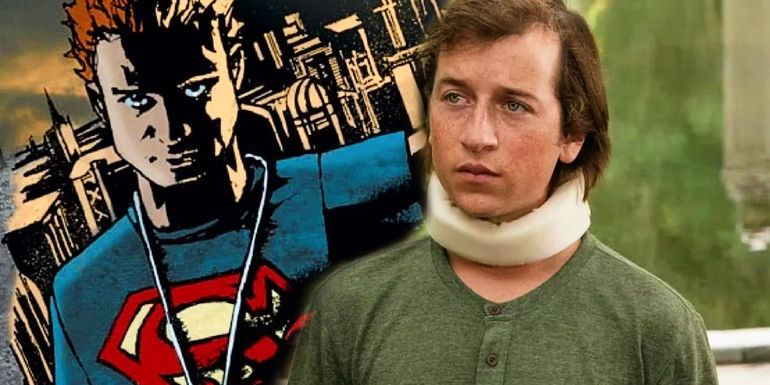 A split image of Jimmy Olsen in DC Comics and Superman: Legacy star Skyler Gisondo