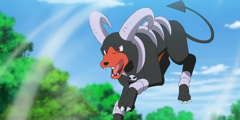Pokemon Houndoom Jumping through the air