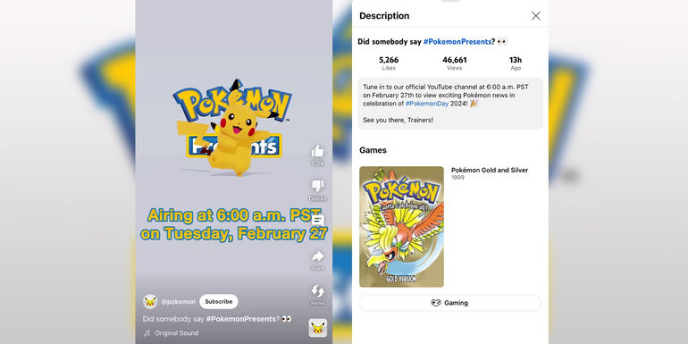 Pokemon Presents 2024 Gold and Silver