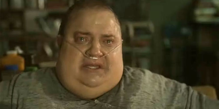 Brendan Fraser crying in The Whale