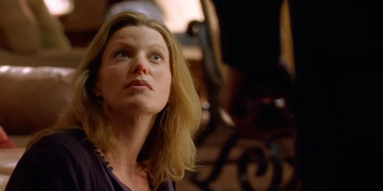 Anna Gunn's Skyler looks up in Breaking Bad