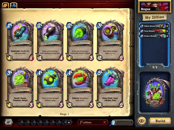 hearthstone whizbang's workshop zilliax deluxe 3000 interface