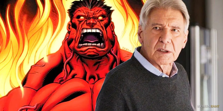 Red Hulk from Marvel Comics and Harrison Ford in Shrinking