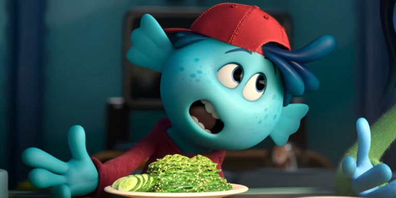 Sam Gillman mid-speech in Ruby Gillman, Teenage Kraken