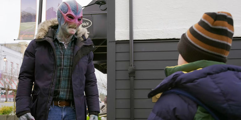 Dr. Vanderspeigle sneering at Max Hawthorne in Resident Alien