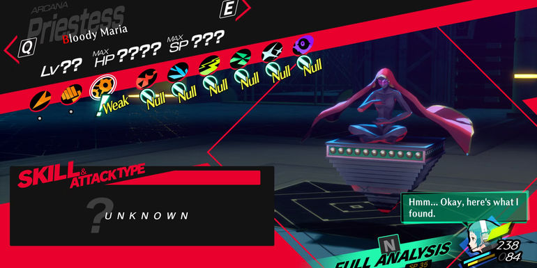 Image of the weaknesses and resistances of the Bloody Maria boss in Persona 3 Reload - Bloody Maria Weakness in Persona 3 Reload