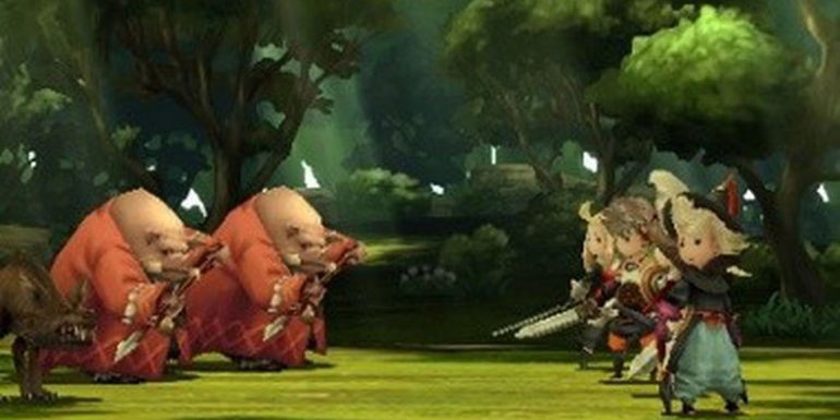 A party of four against three monsters in the woods - Both Bravely Default and Bravely Second are only available on the 3DS, which many felt handicapped the series, especially now that its numbered sequel is on both Switch and PC