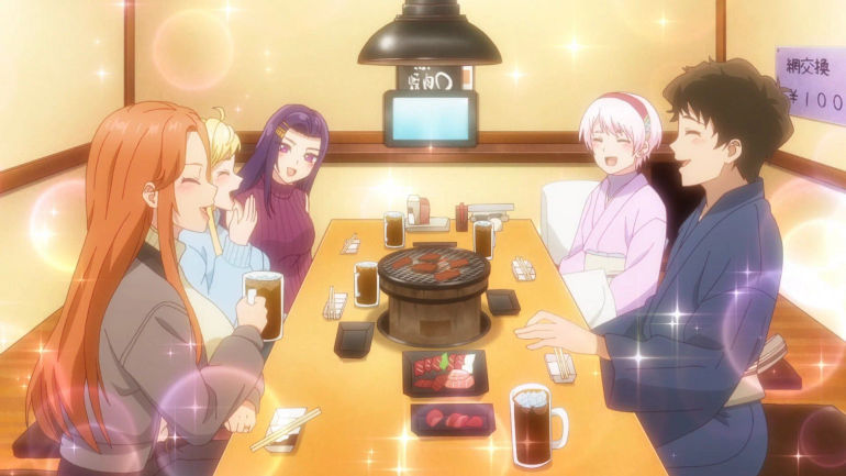 Yakiniku party, as seen in the episode