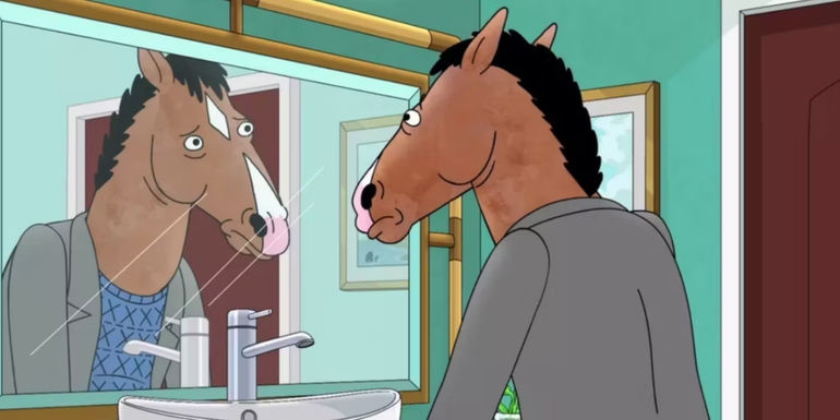 Will Arnett as Bojack Horseman looking at himself in the mirror. - Streaming On Netflix - BoJack Horseman (2014-2020)