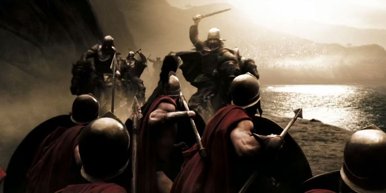 Battling on the cliff in 300