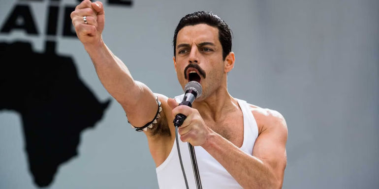 Rami Malek as Freddie Mercury in Bohemian Rhapsody